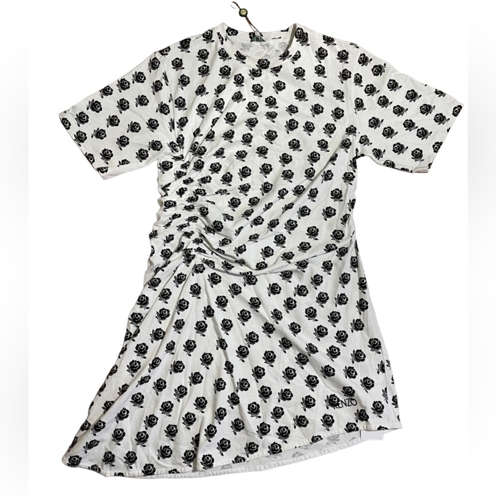 KENZO ASYMMETRICAL ROSE PATTERN DRESS - Picture 2 of 10